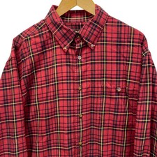 Orvis Plaid Button Down Mens XL Red Cotton Wool Blend Flannel Shirt 2C1J VTG