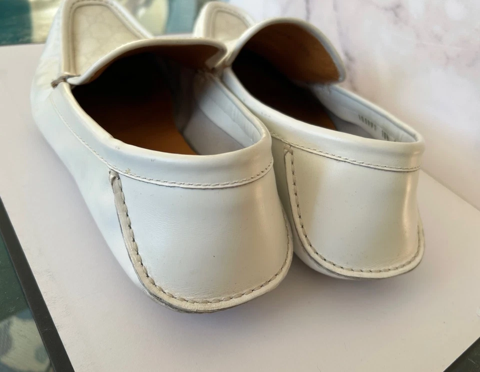GUCCI White Leather GG Supreme Drivers Moccasin Loafers  Size 10.5 G / 11.5 US - Image 4 of 4