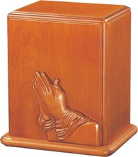 Large/Adult 210 Cubic Inches Praying Hands Wood Cremation Urn for Ashes