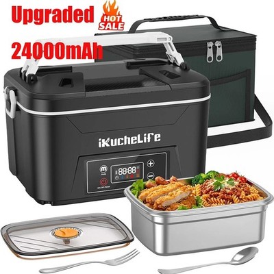 Elektrische Lunchbox 1.2 Edelstahl mit 24000mAhAkku LCD Timer Self-Heating Box