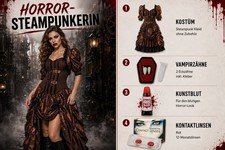 Horror Steampunkerin Damenkostüm Set Vampirz...