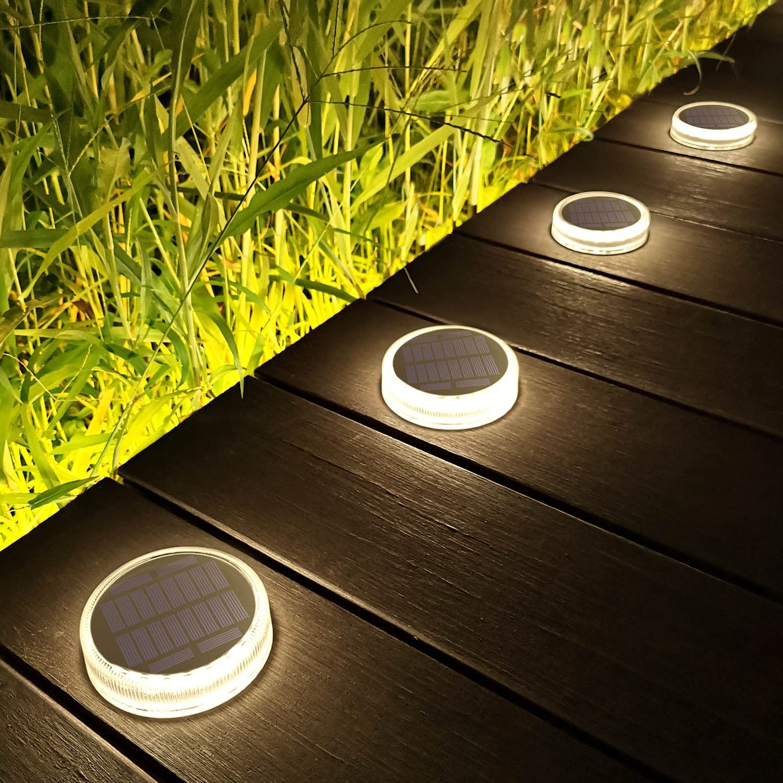 Solar Deck Lights, 4 Pack 30LM Outdoor Solar Powered Step Lights, LED Dock Li...