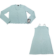 Girls Cardigan with Sleeveless Dress Set X-Large Size 14 Jade Green Sweater