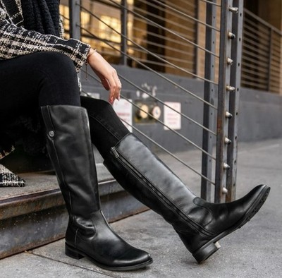 Thursday Boot Co. Women's Crown Tall Riding Boots Black Leather Zip size  11.5