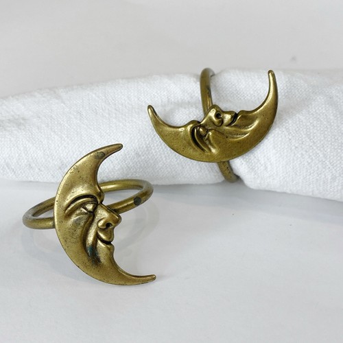 Crescent Moon Brass Napkin Holder Set of 2