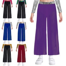 Girls Jazz Hip-Hop Side Slit Cha-Cha Dance Pants Sequin Ballet Contemporary
