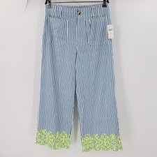 NWT Anthropologie Maeve Pants Womens 6P The Colette Cropped Wide Leg Embroidered