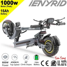 ‌iENYRID Commuting E-Scooters 1000W,28MPH Speed,Foldable,15Ah, All-Terrain Tires