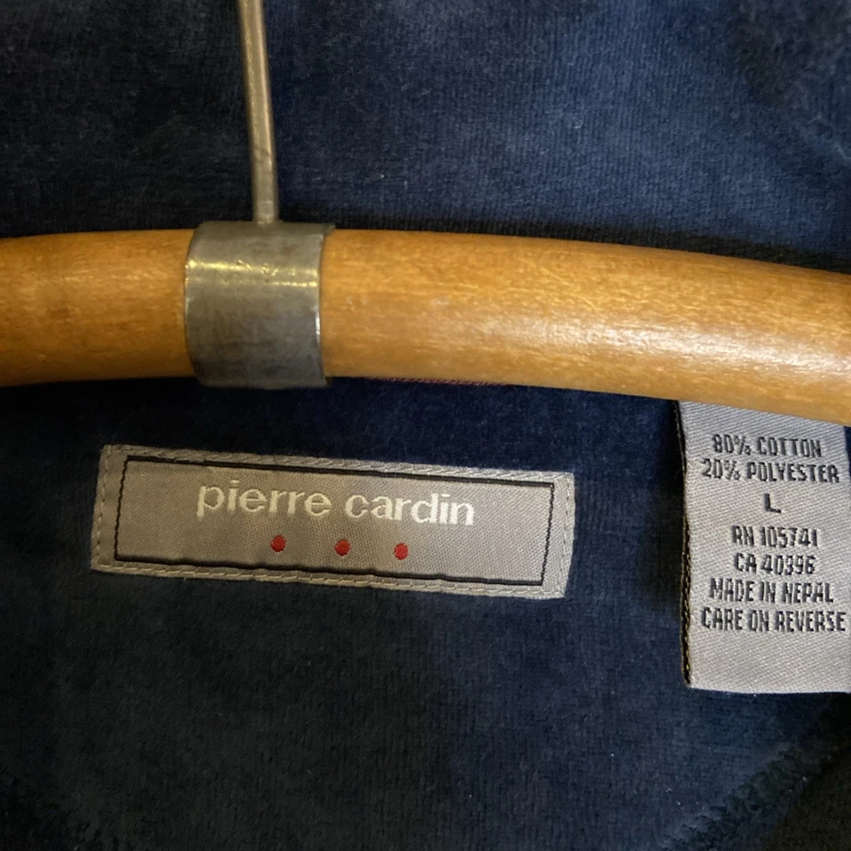 Jaqueta de Veludo Vintage Pierre Cardin Masculina Grande Azul Marinho Zíper Completo Anos 90 - Imagem 2 de 4