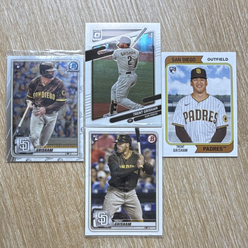 Trent Grisham San Diego Padres 4 Card Lot RC 2020 Bowman Chrome Optic Heritage