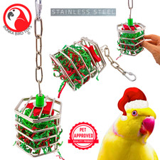 Bonka Bird Toys 00196X Christmas Stainless Steel Baffle Cage Treat Forage Parrot