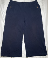 J Jill Purejill Wide Leg Cropped Pants Cotton Linen Blend Blue Size LP Petite