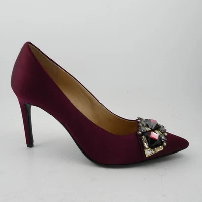 Tory Burch Elizabeth 3.25 in Satin Jewel Heels Leather Royal Port Women's US:8 M - Image 1 of 4