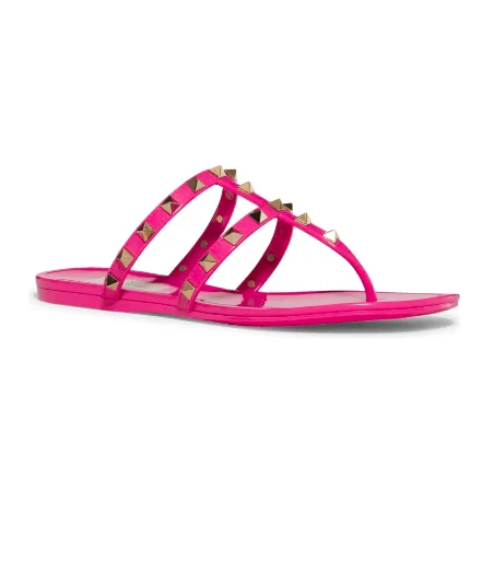 Valentino — Valentino Garavani Women Rockstud PVC Jelly Thong Slide Sandals, Pink, Sz 37 NIB