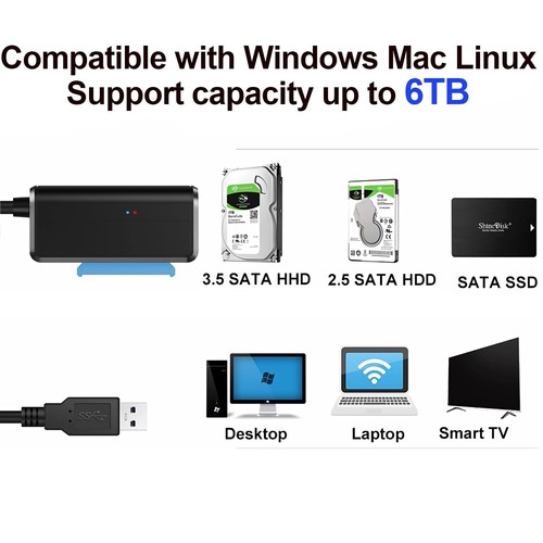 Portable SATA to USB Converter with 12V Adapter - Ideal for Rapid File Transfers - Zdjęcie 5 z 10