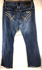 William Rast Blue Jeans Woman's Size 29 Stretch Flared Legs DISTRESSED USA Made