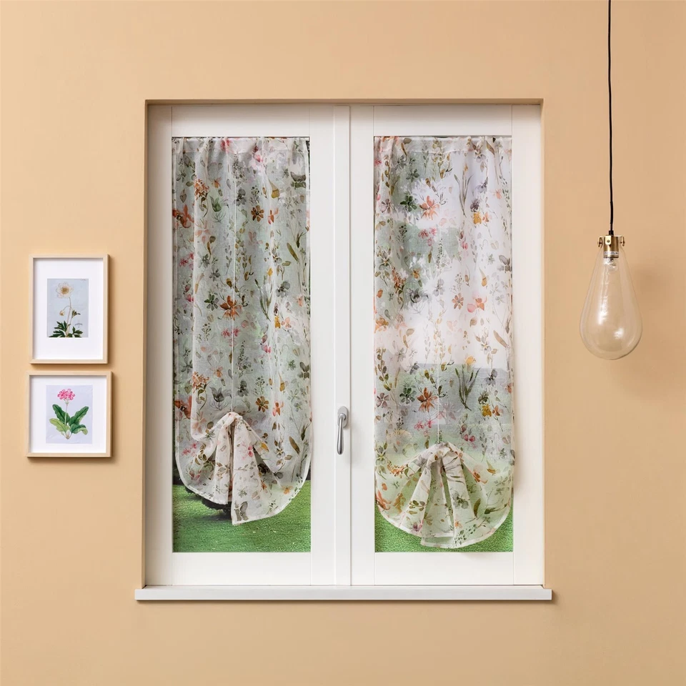 GENERICO Coppia tendina a vetro roll up regolabile fiorellini varie misure Linea Oro