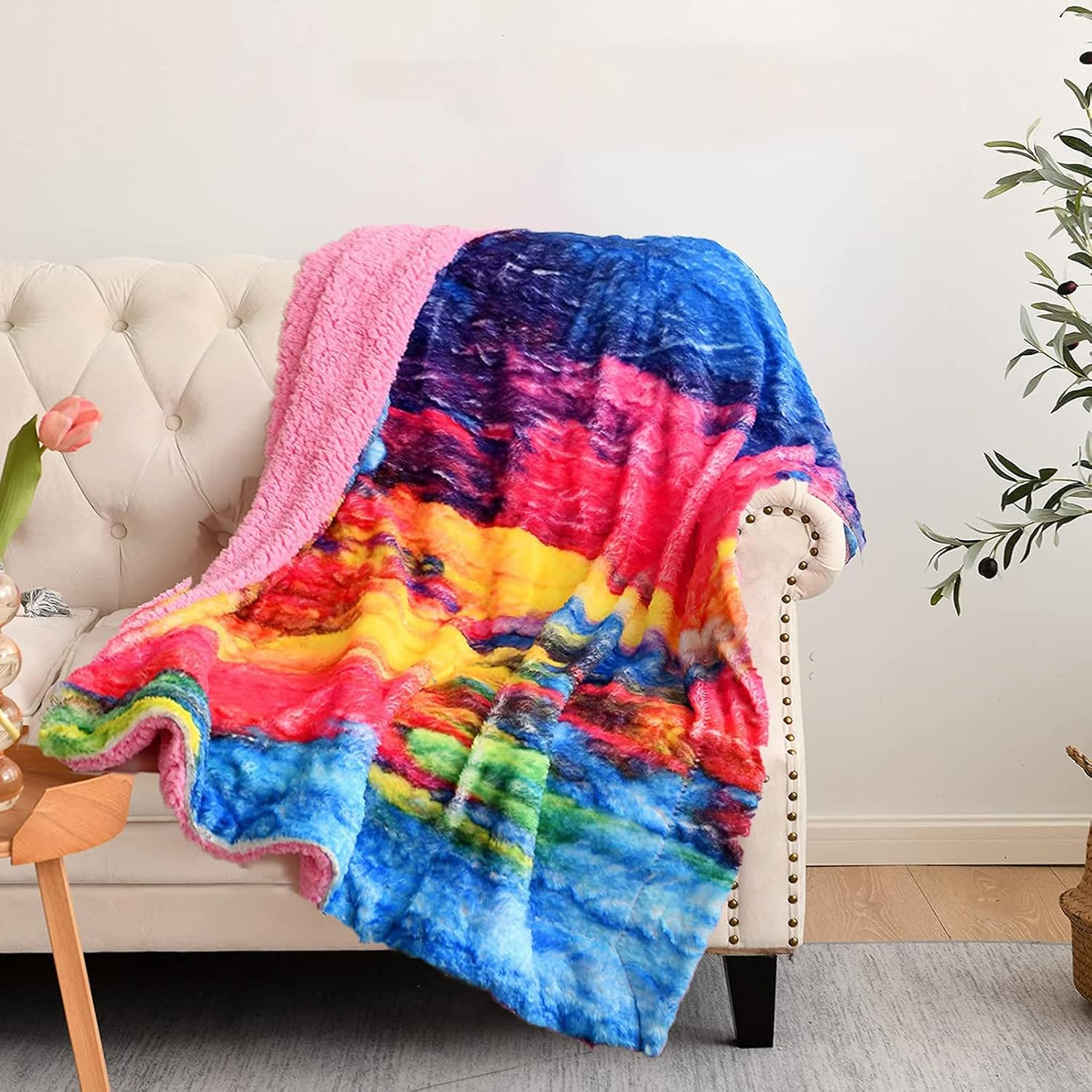 Super Soft Faux Fur Throw Blanket Premium Sherpa Backing Warm and Cozy Throw Dec