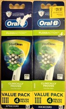 NISP 8 Oral B Floss action max clean replacement toothbrush heads 2 packs of 4