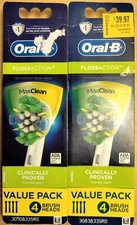 NISP 8 Oral B Floss action max clean replacement toothbrush heads 2 packs of 4
