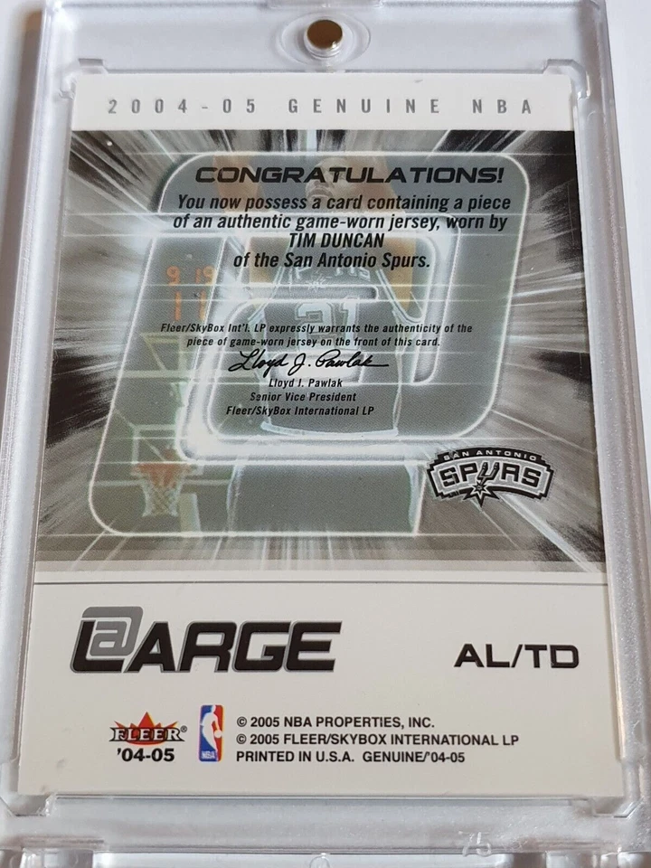 2004 Fleer Genuine Tim Duncan #PATCH Game Worn Jerseys - Ready to Grade - Image 3 of 3