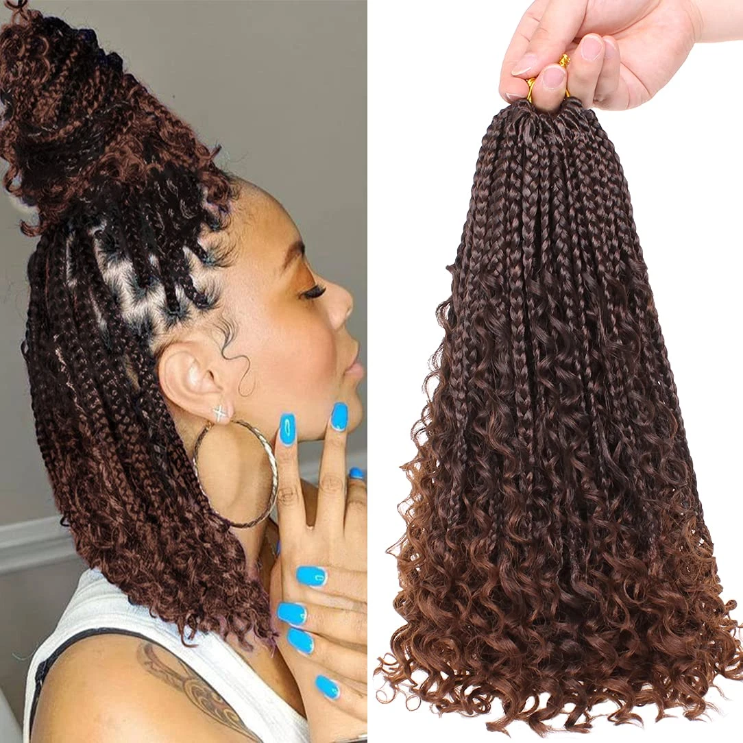 14 Inch Boho Box Braids 8 Packs Goddess Box Braids Crochet Hair