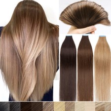 Seamless Tape In Remy Human Hair Extensions Russian Skin Weft Full Head Straight