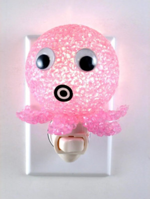 Pink Octopus Fiberglass wall plug-in night light for kids home decor'