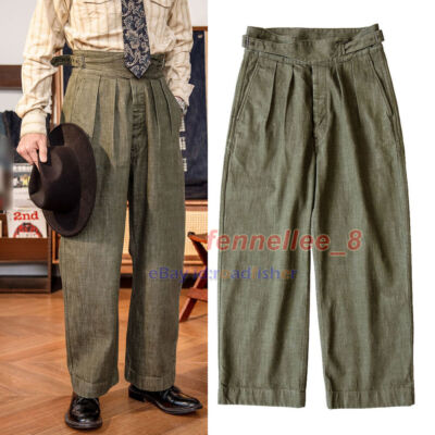 Red Tornado Selvedge Denim Gurkha Pants High Waist Wide Leg