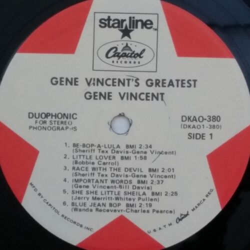 GENE VINCENT Gene Vincent's Greatest! DKAO380 LP Vinyl VG+near++ Cvr VG+ GF 1969 - Picture 4 of 4