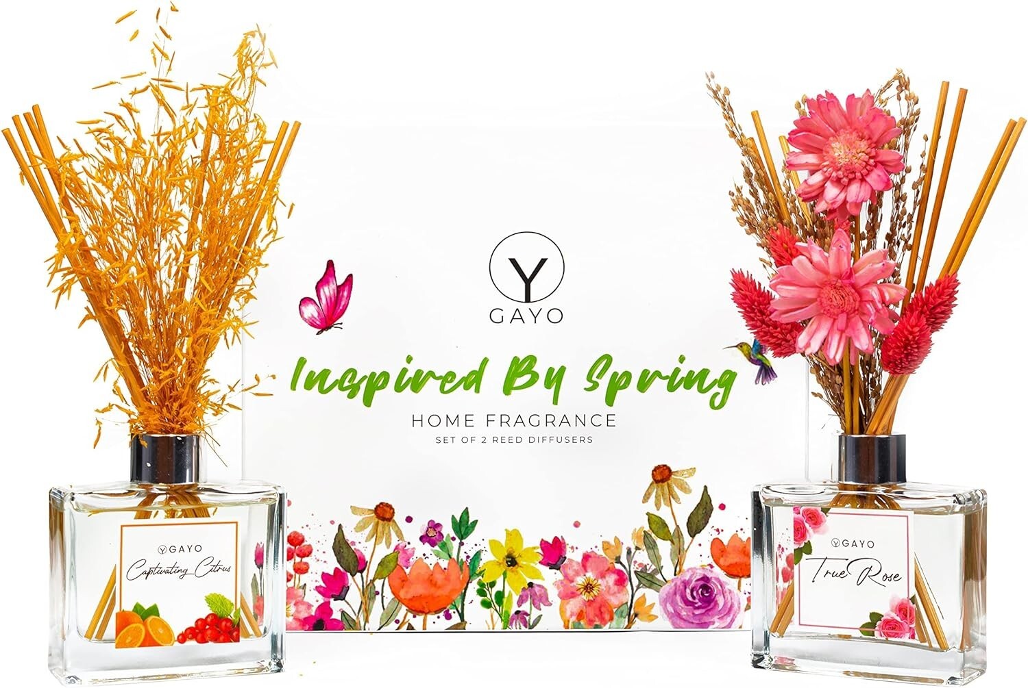Gayo Reed Diffuser Set of 2 - Spring Scents, Made with Natural Extracts-image
