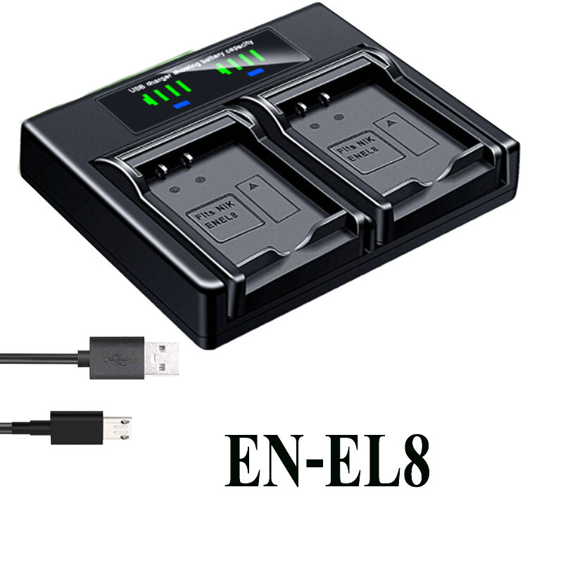 Dual Battery Charger For Nikon EN-EL8 Coolpix S51 S52 L1 L2 MV-12