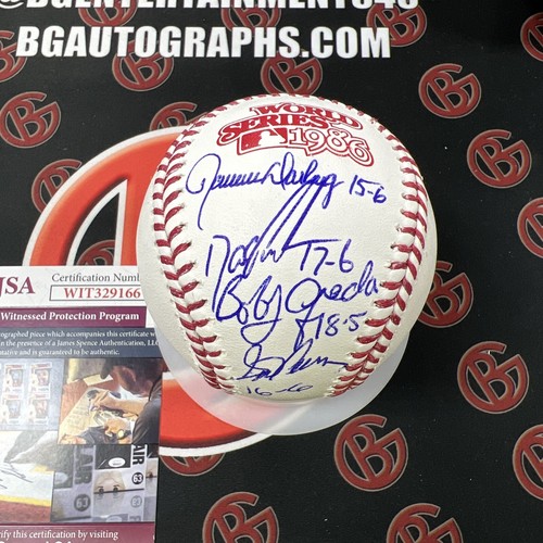 1986 WS Mets Starting 4 Inscribed OMLB Baseball JSA All Four Signed + Inscribed