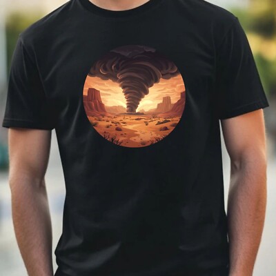 Herren T-Shirt Tornado Wüstenlandschaft Motiv Baumwolle Größe XS bis 5XL