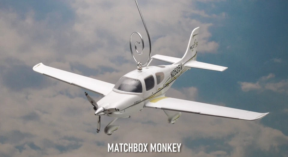 Sporty's Cirrus SR22 N2525V Christmas Ornament Single Prop Airplane - Image 2 of 4