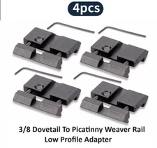 4Pc 3/8 Dovetail to Picatinny Weaver Rail Adapter Scope Ring Base