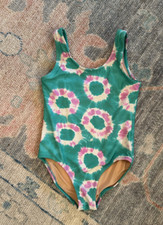 New JCrew Crewcuts One Piece Swim Suit Pink Green White Size 6-7