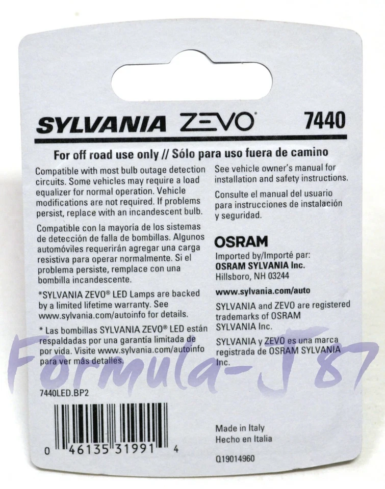 Sylvania ZEVO LED Light 7440 White 6000K Two Bulbs DRL Daytime light Replacement - Image 3 of 4