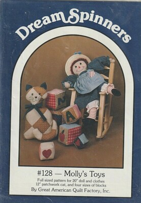 MOLLY'S TOYS - Soft Doll & Clothes, Patchwork Cat, & Soft Blocks -Toy Pattern