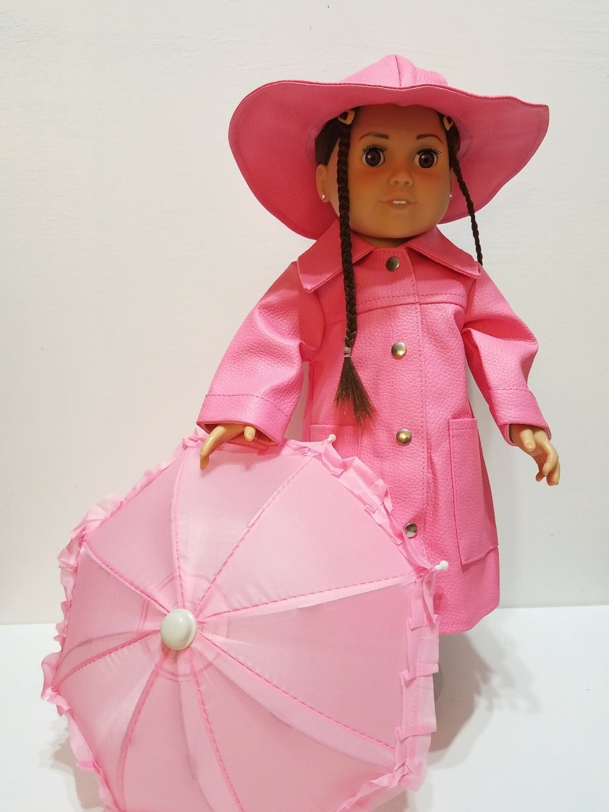 18in American Girl Doll Pink Raincoat 3-Piece Set New-image