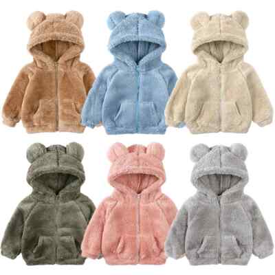 Kids Winter Jacket for Boy Girl Solid Fleece Hoodies Sweatshirt Top Warm Clothes