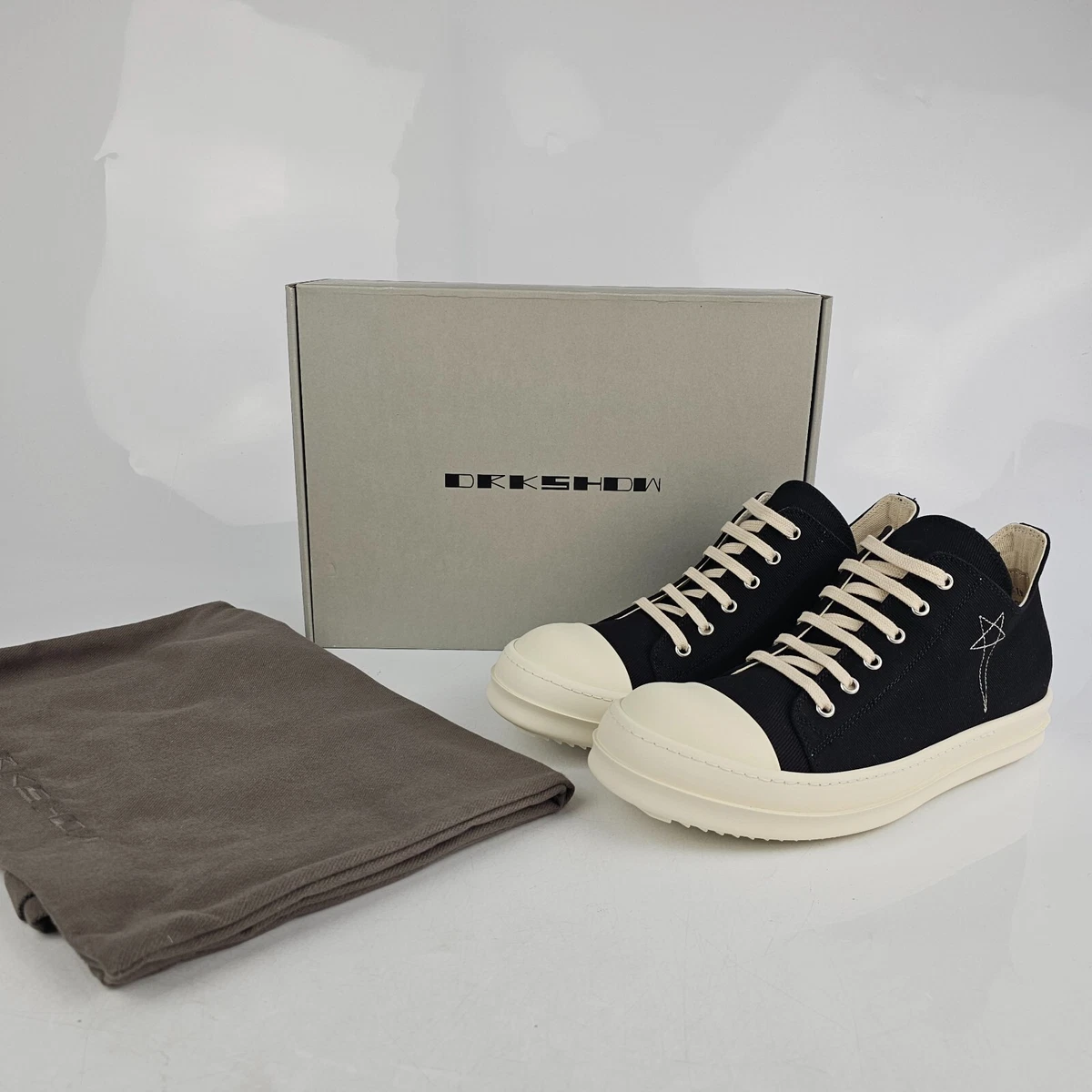 Rick Owens Men's DRKSHDW Ramones Black Canvas Low Top