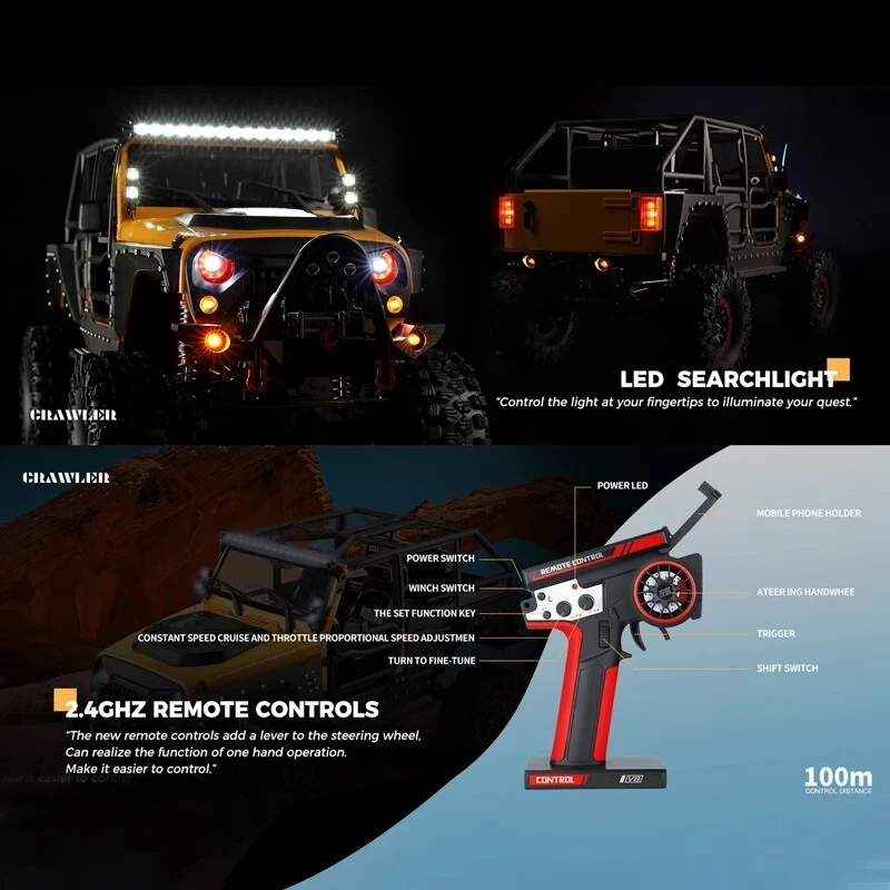 1/10 RC Double Pickup 4WD 4x4 Remote Control Rock Off Road Crawler Car Model RTR - Image 4 of 4