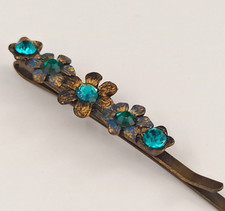 Michal Negrin Hairpin Barrette Romantic Blue Flowers Crystals Hair Pin Gift New
