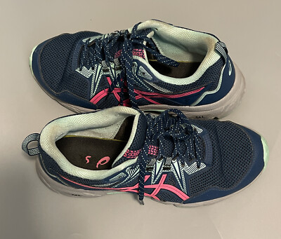 真子 Women's Asics Gel-Venture 8 Mako Blue Pink Glo Trail Running Shoes