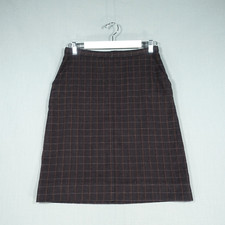 Dolce and Gabbana Skirt Womens 40 Grey Brown Wool Check Animal Print Italian D&G