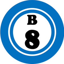 B 8 B8 Bingo Ball - 3 Inch Circle Sticker 3" x 3" - Hobby Number Board Lucky