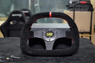Universal OMP 330MM 13' Carbon Fiber Spoke Suede Leather Sport Steering Wheel