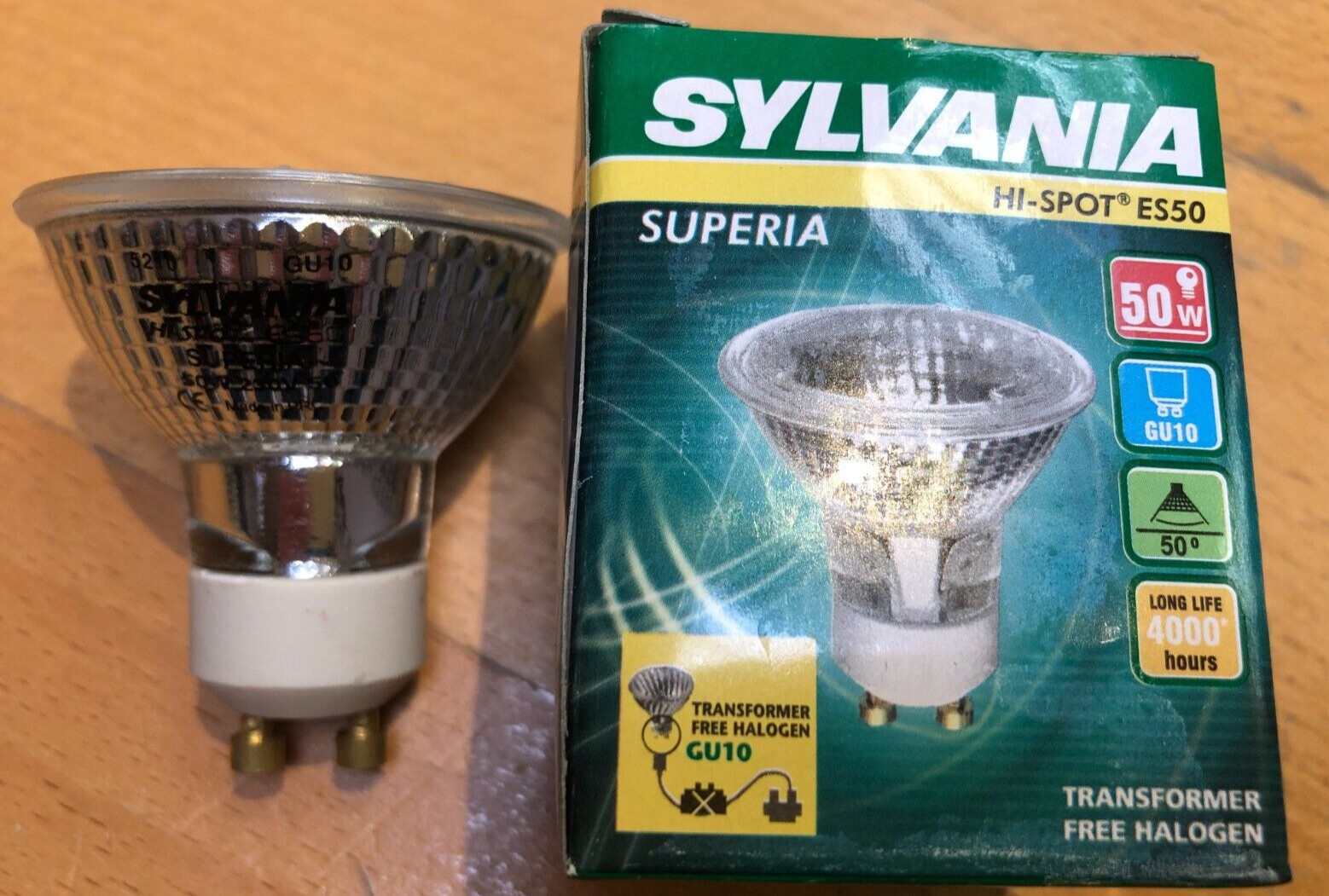 Sylvania Hi-Spot ES50 50W 230V GU10 Warm White Flood 50° Dimmable 4000h !!!