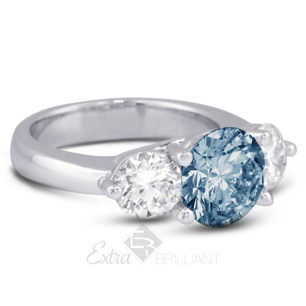 Blue SI2 Round Natural Certified Diamonds 14k Classic Engagement Ring